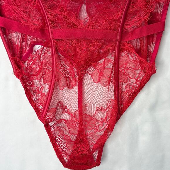 Victorias Secret Size L Bombshell Lace Teddy Corset Push Up Red Sexy Lingerie - Picture 5 of 15